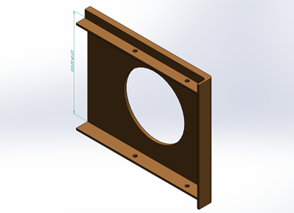 Figura 3 – Modelo tridimensional do suporte para HD de 3,5”, desenvolvido em ambiente CAD (SolidWorks), com dimensões compatíveis às caixas padrão de CD de áudio