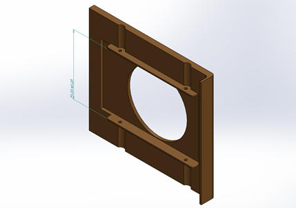 Figura 4 – Modelo tridimensional do suporte para SSD ou Mini HD (2,5”), desenvolvido em ambiente CAD (SolidWorks), mantendo as mesmas restrições dimensionais externas do suporte para HD